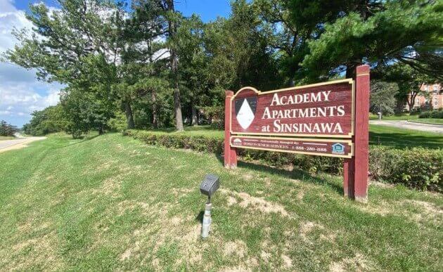 Academy Apartments at Sinsinawa sign